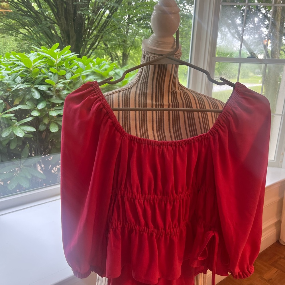 Chic Pink Smocked 3/4 Sleeve Blouse